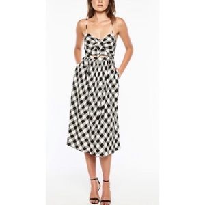 Bardot Midi Length Dress- Gingham